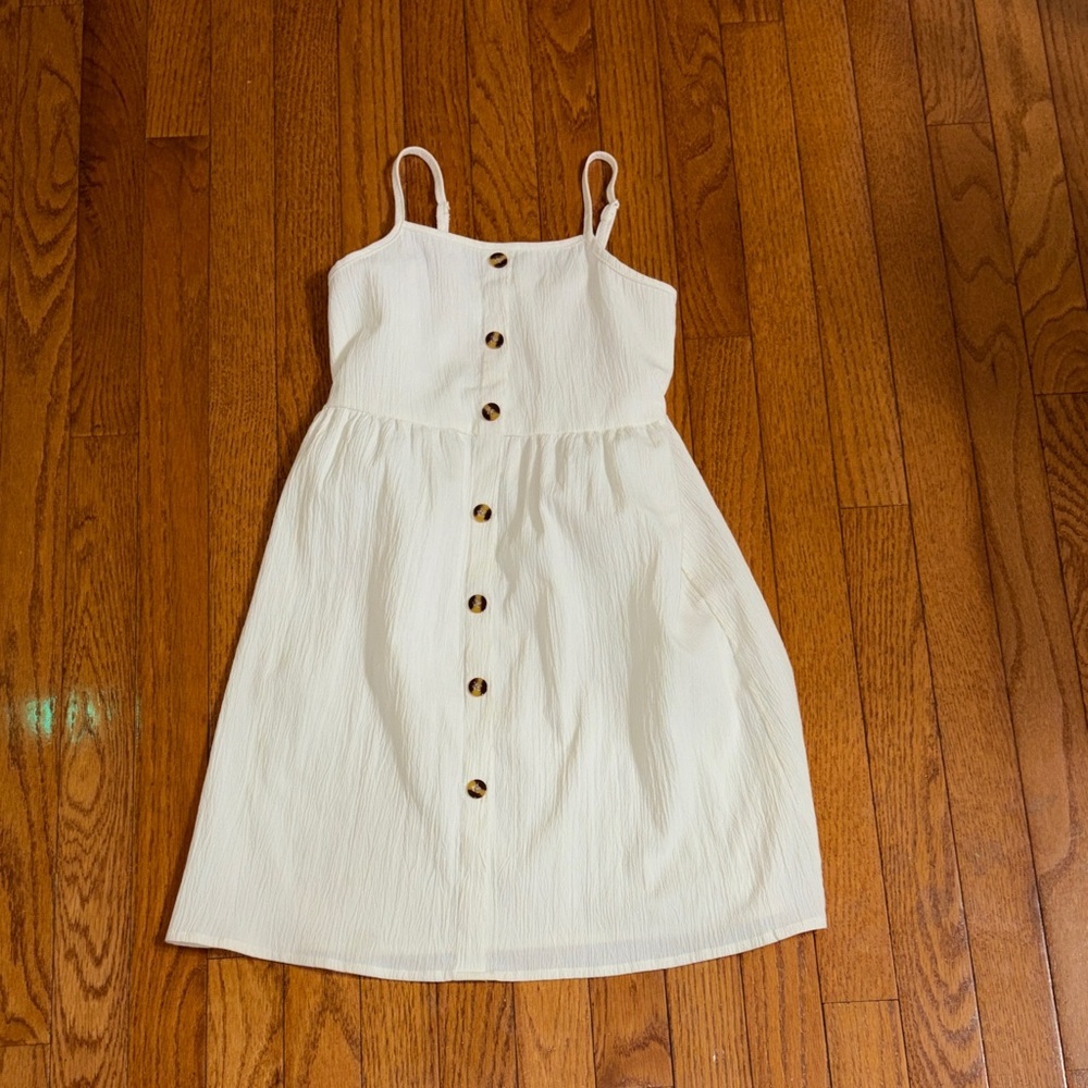 SHEIN Cream Button-Front Kids Dress